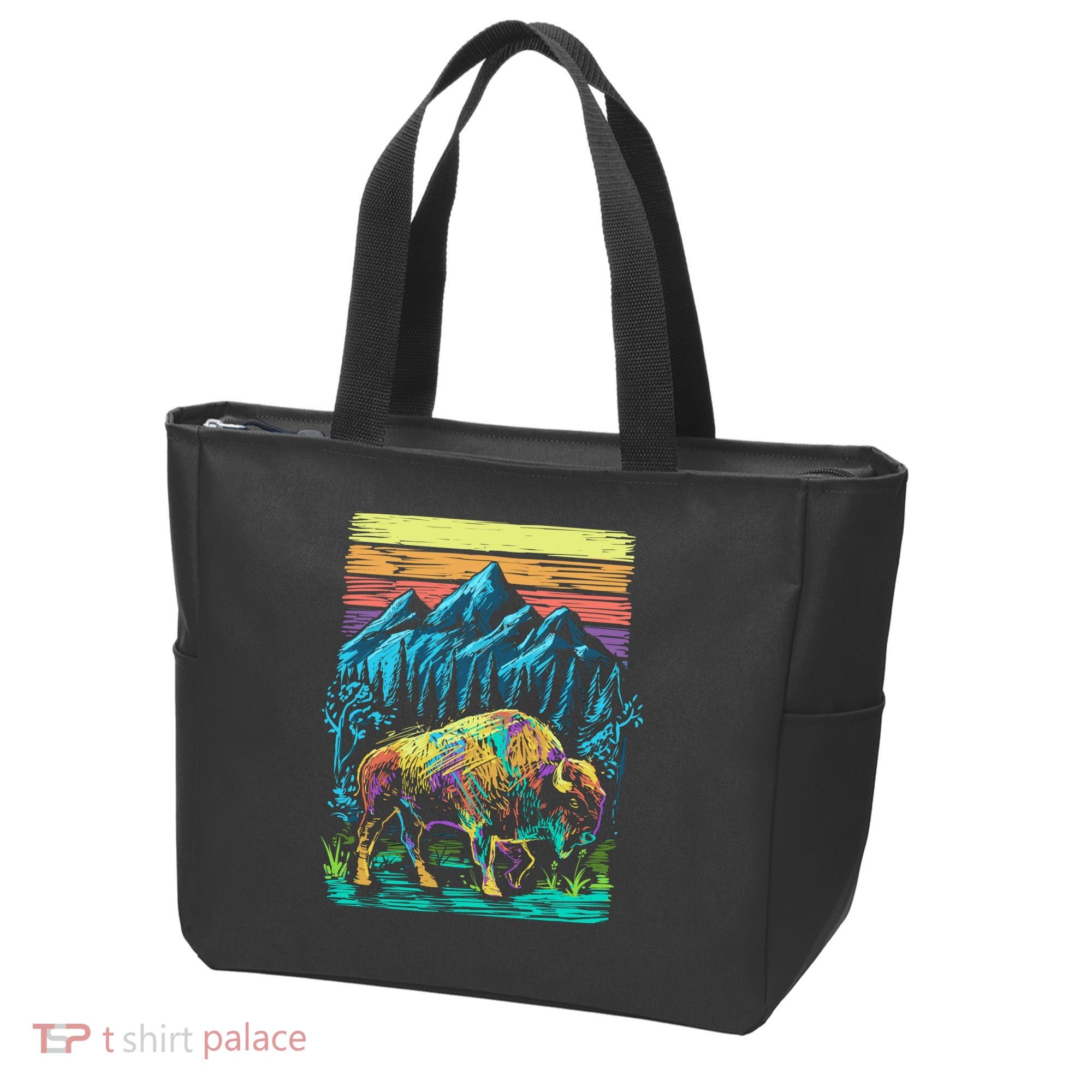 Bison Illustration Tote Bag