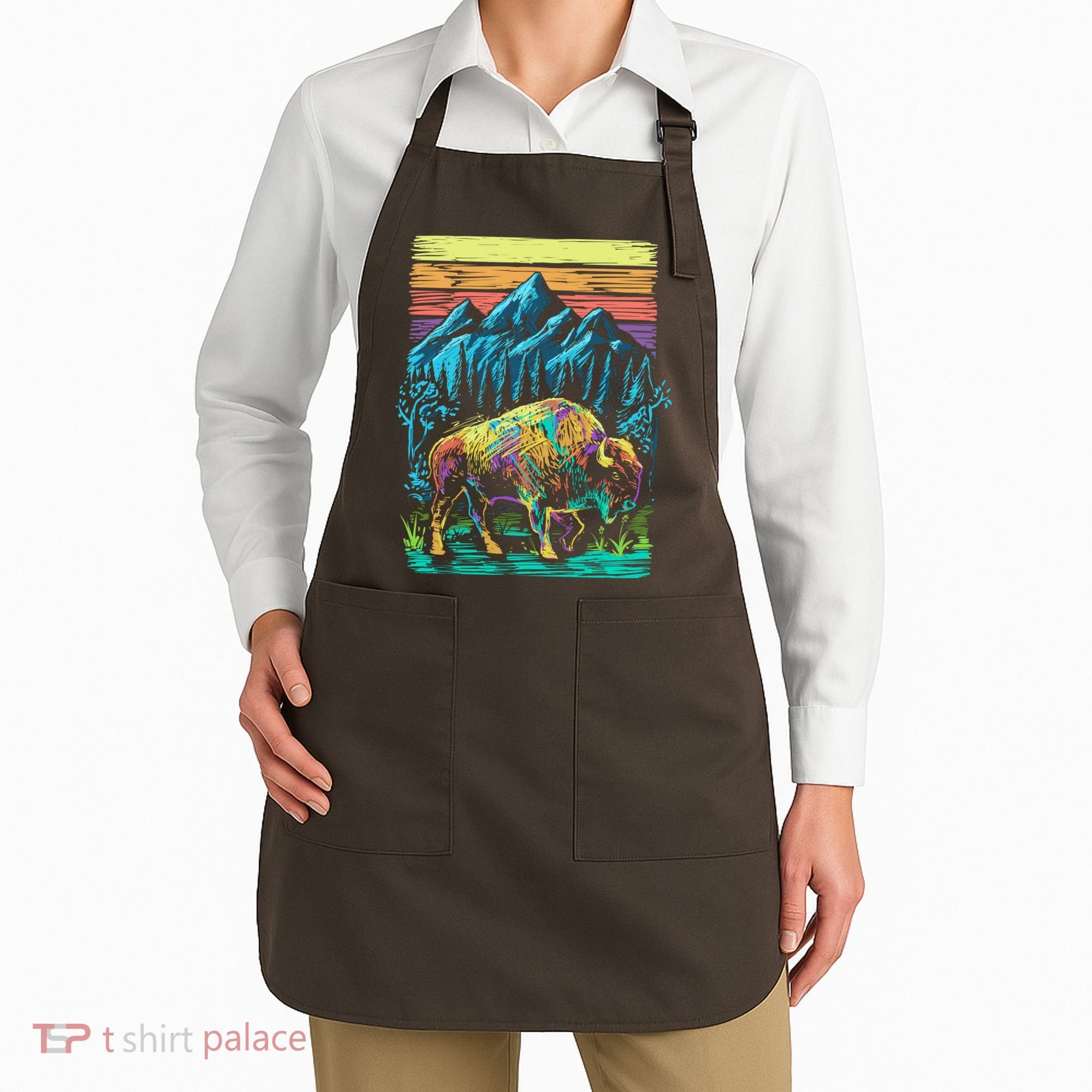 Bison Illustration Apron