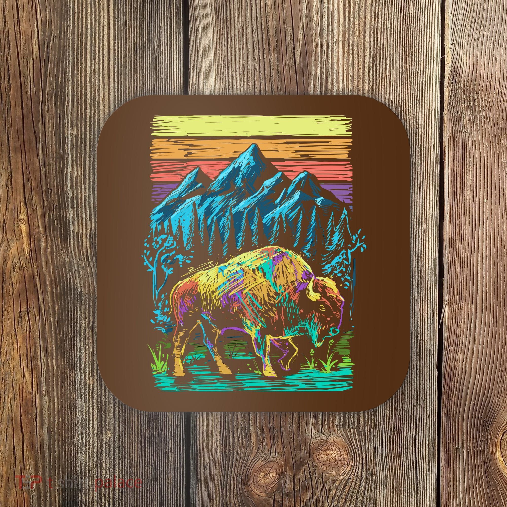 Bison Illustration Coaster