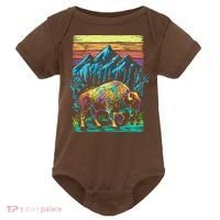 Bison Illustration Baby Bodysuit thumb 0