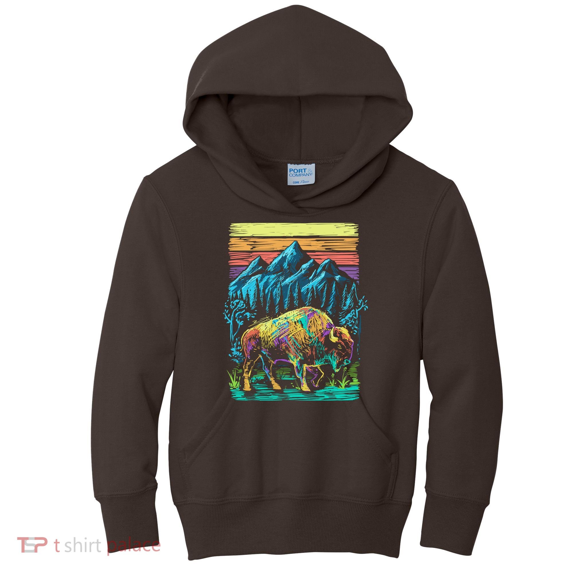 Bison Illustration Kids Hoodie