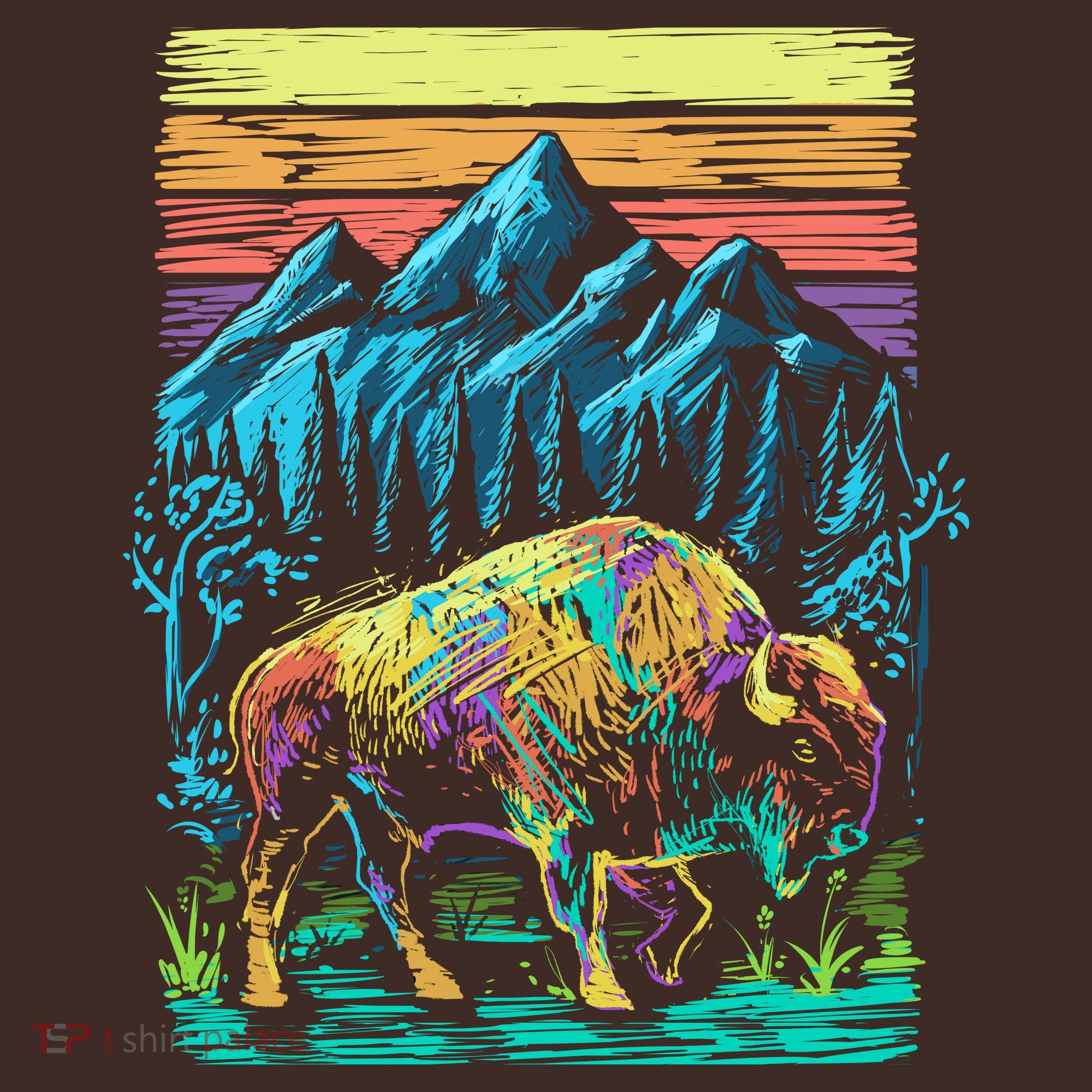 Bison Illustration Kids Hoodie