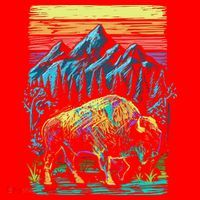 Bison Illustration Santa Hat thumb 1