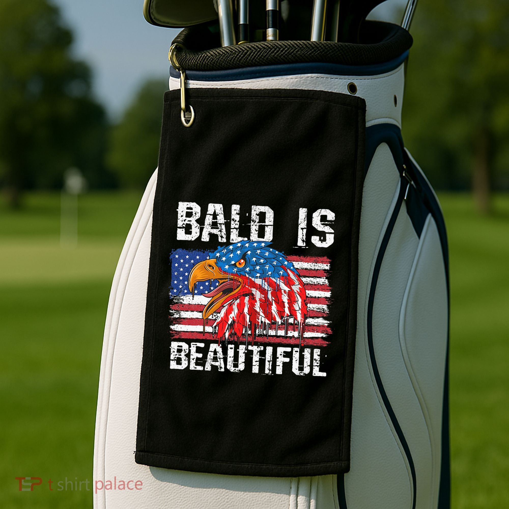 Bald Is Beautiful 4th Of July Independence Day Bald Eagle Golf Towel