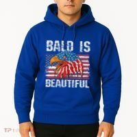 Bald Is Beautiful 4th Of July Independence Day Bald Eagle Hoodie thumb 2