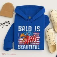 Bald Is Beautiful 4th Of July Independence Day Bald Eagle Hoodie thumb 4