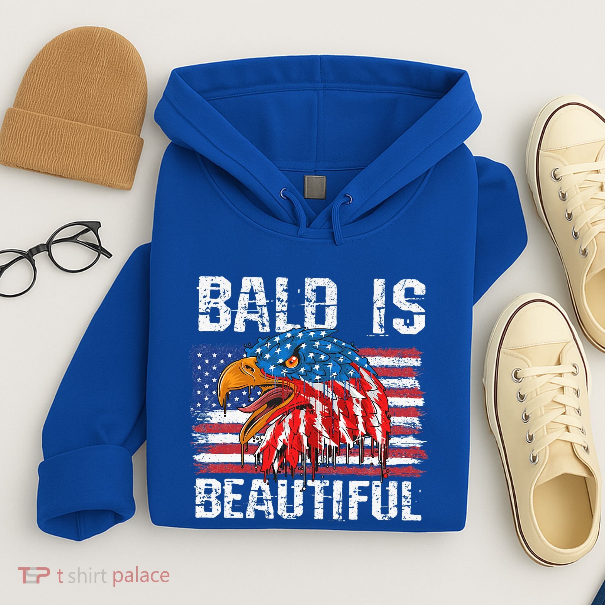 Bald Is Beautiful 4th Of July Independence Day Bald Eagle Hoodie