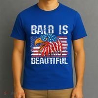 Bald Is Beautiful 4th Of July Independence Day Bald Eagle T-Shirt thumb 3
