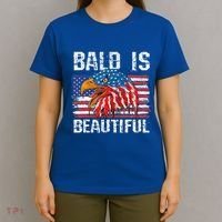 Bald Is Beautiful 4th Of July Independence Day Bald Eagle T-Shirt thumb 4