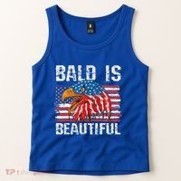 Bald Is Beautiful 4th Of July Independence Day Bald Eagle Tank Top thumb 2