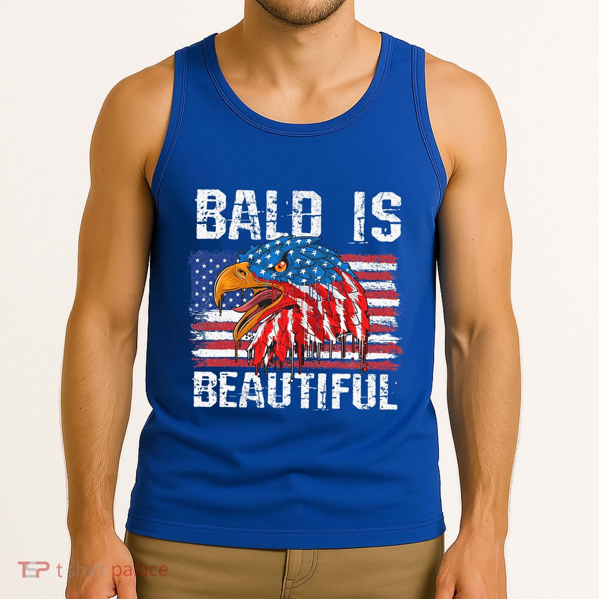 Bald Is Beautiful 4th Of July Independence Day Bald Eagle Tank Top