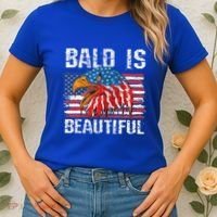 Bald Is Beautiful 4th Of July Independence Day Bald Eagle Women's T-Shirt thumb 2