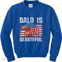 Bald Is Beautiful 4th Of July Independence Day Bald Eagle Kids Sweatshirt thumb 0