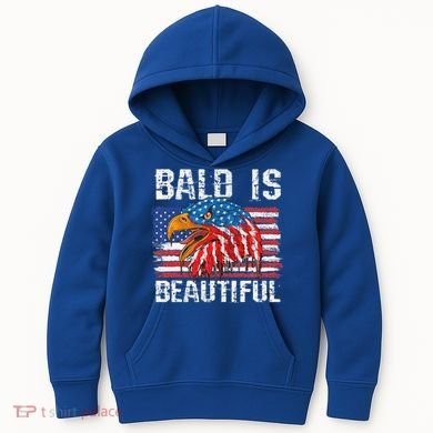 Bald Is Beautiful 4th Of July Independence Day Bald Eagle Kids Hoodie