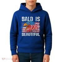 Bald Is Beautiful 4th Of July Independence Day Bald Eagle Kids Hoodie thumb 4