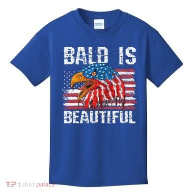 Bald Is Beautiful 4th Of July Independence Day Bald Eagle Kids T-Shirt