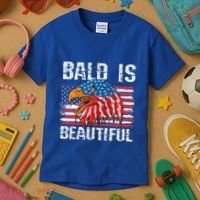 Bald Is Beautiful 4th Of July Independence Day Bald Eagle Kids T-Shirt thumb 3