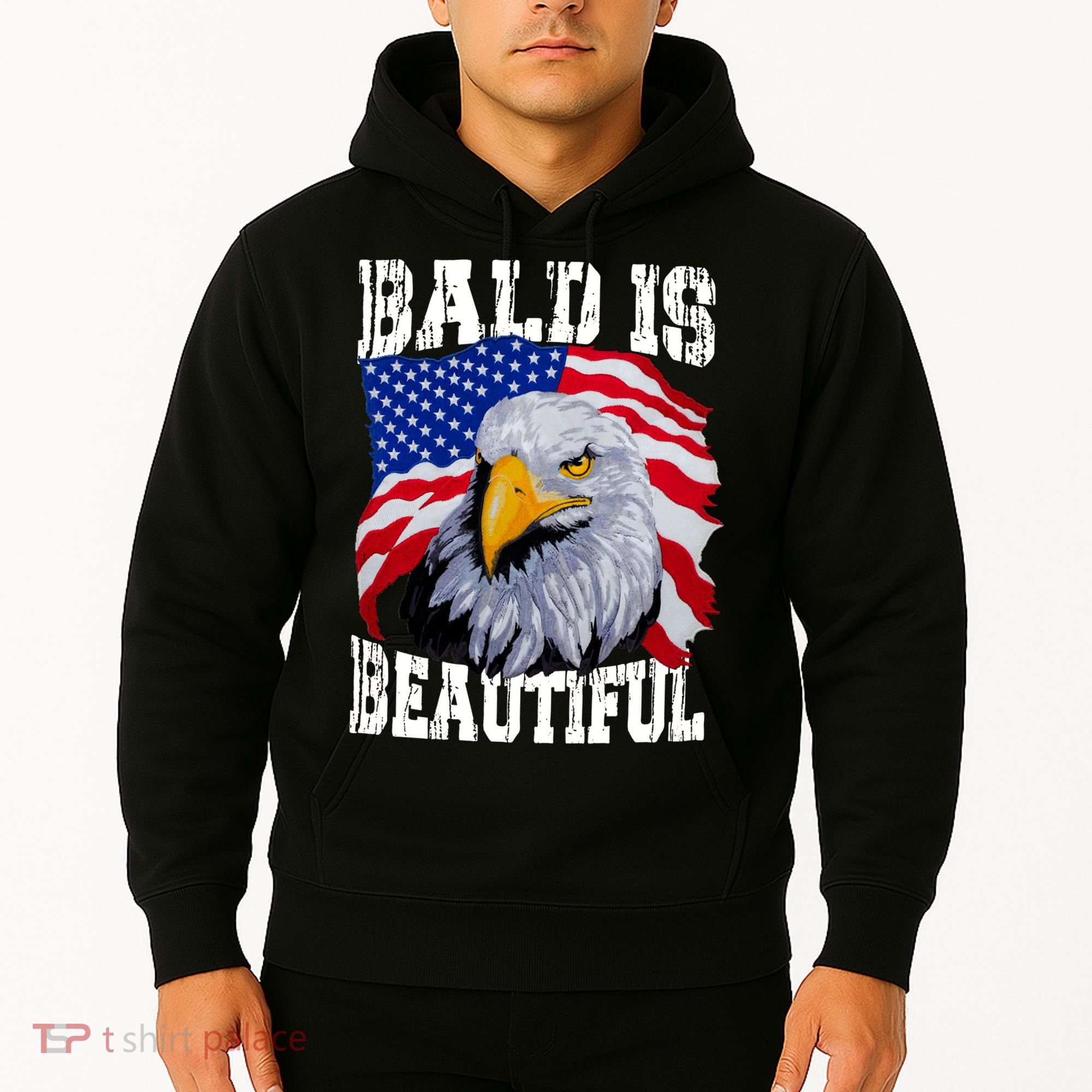 Bald Is Beautiful 4th Of July Independence Day Bald Eagle Hoodie