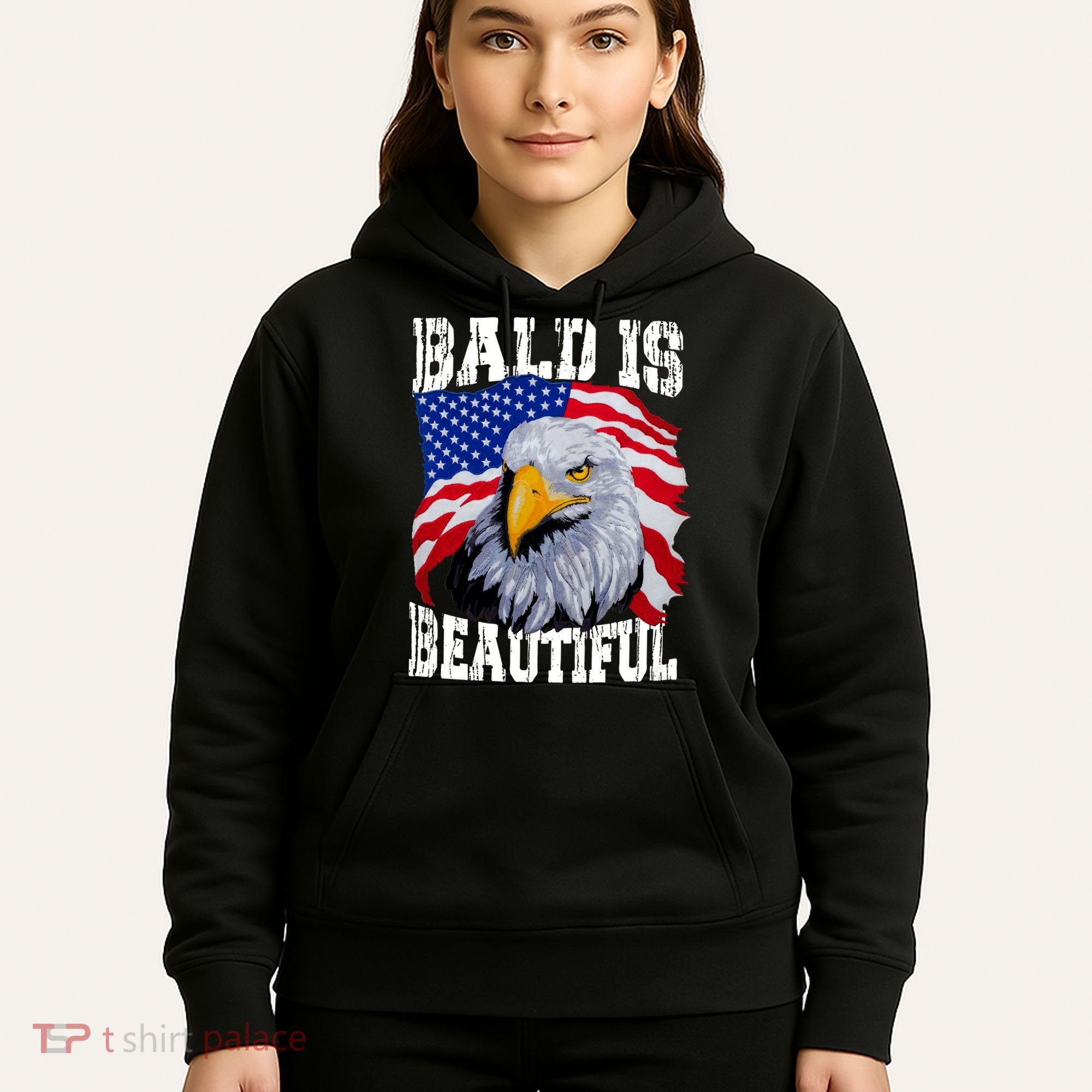 Bald Is Beautiful 4th Of July Independence Day Bald Eagle Hoodie