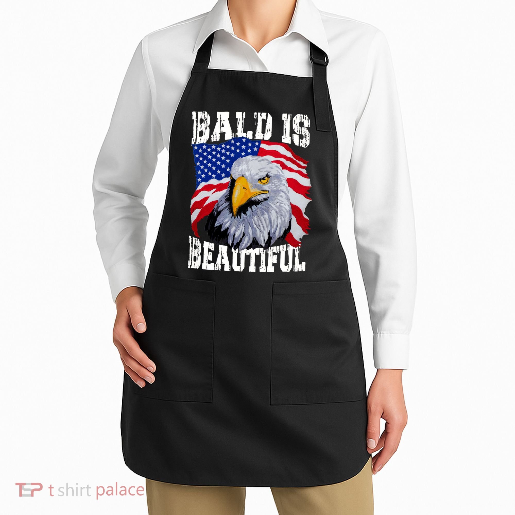 Bald Is Beautiful 4th Of July Independence Day Bald Eagle Apron