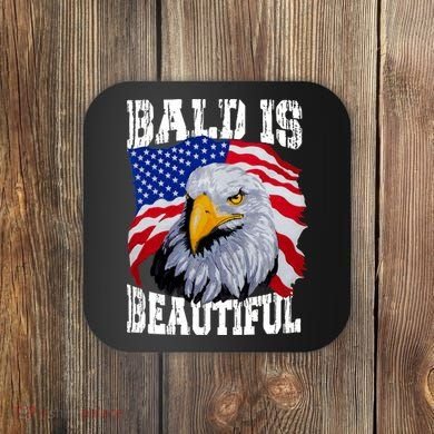 Bald Is Beautiful 4th Of July Independence Day Bald Eagle Coaster