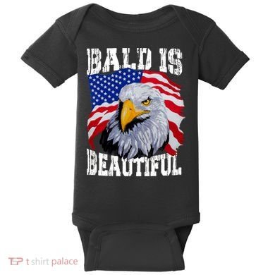 Bald Is Beautiful 4th Of July Independence Day Bald Eagle Baby Bodysuit