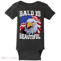 Bald Is Beautiful 4th Of July Independence Day Bald Eagle Baby Bodysuit thumb 0