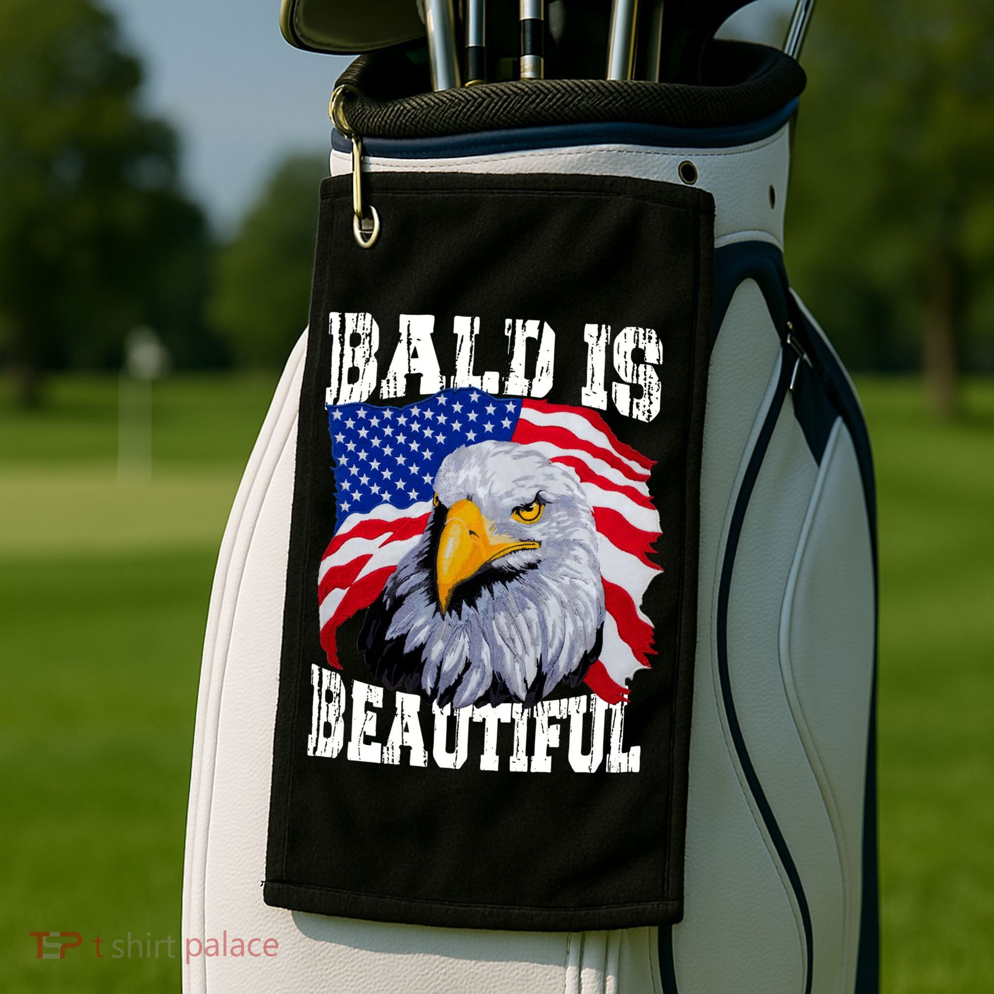 Bald Is Beautiful 4th Of July Independence Day Bald Eagle Golf Towel