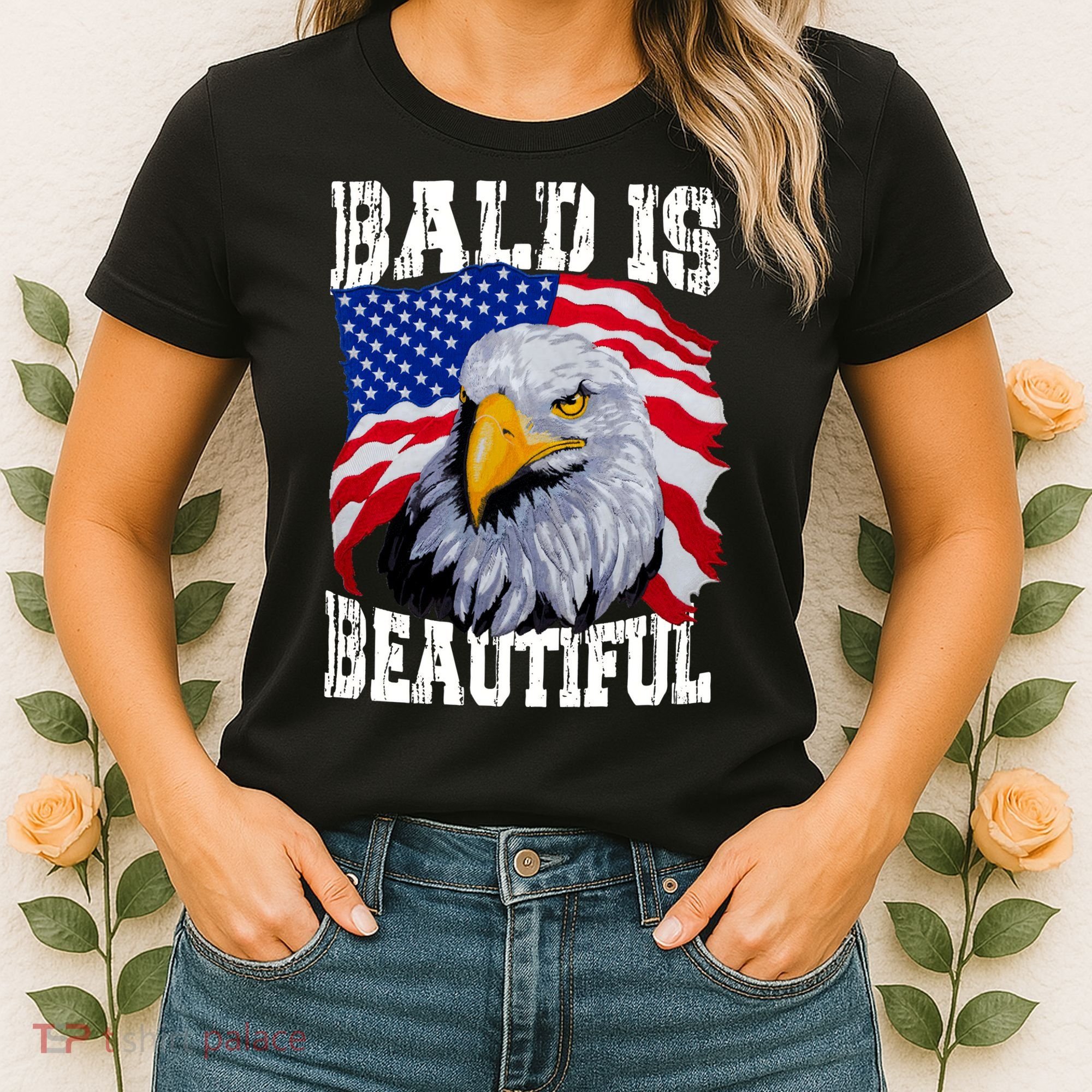 Bald Is Beautiful 4th Of July Independence Day Bald Eagle Women's T-Shirt