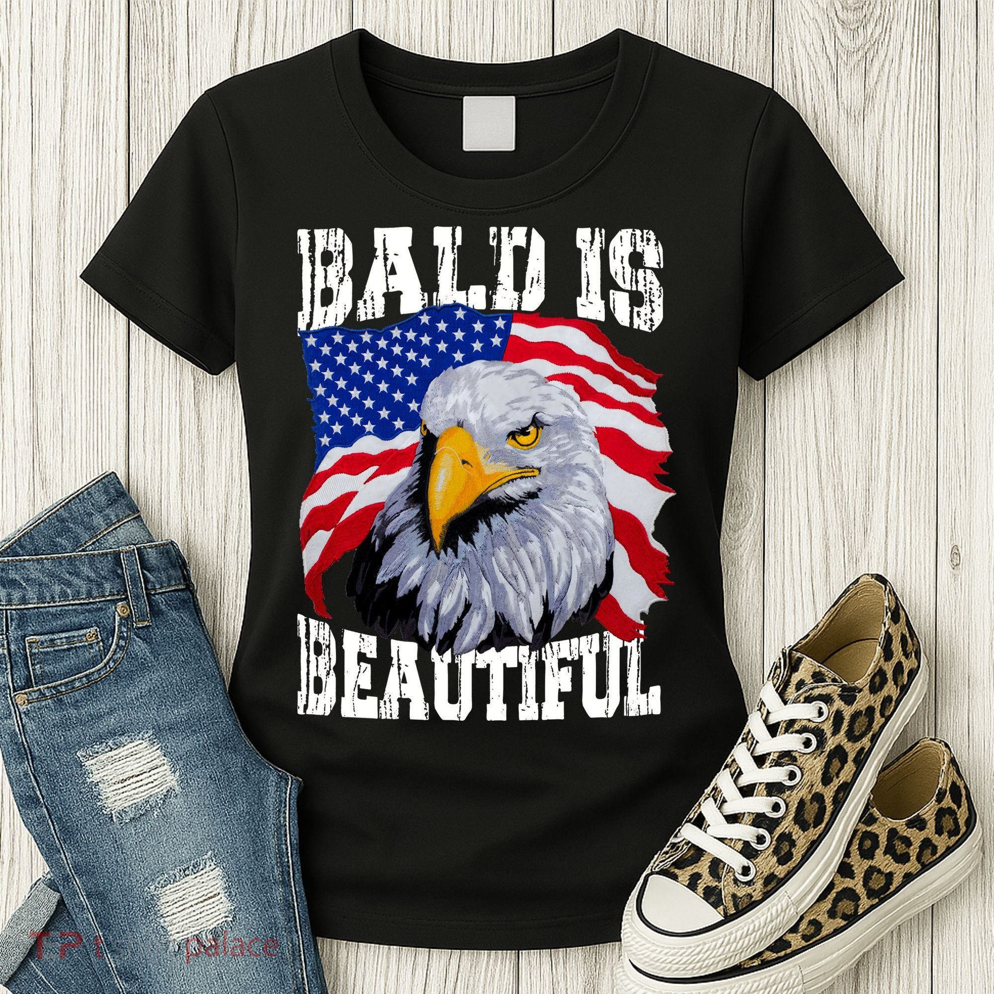 Bald Is Beautiful 4th Of July Independence Day Bald Eagle Women's T-Shirt