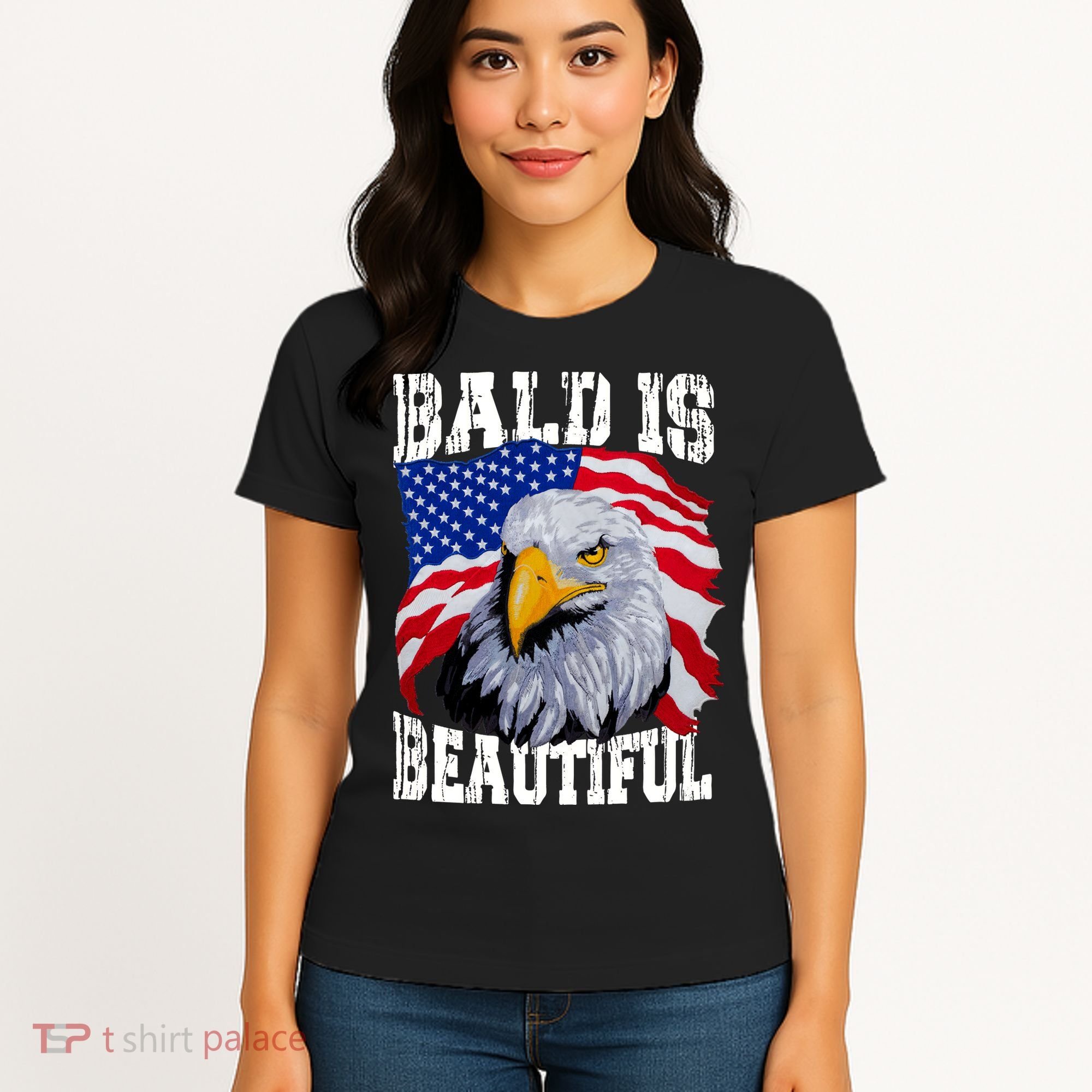 Bald Is Beautiful 4th Of July Independence Day Bald Eagle Women's T-Shirt