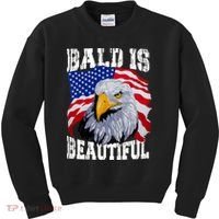 Bald Is Beautiful 4th Of July Independence Day Bald Eagle Kids Sweatshirt thumb 0