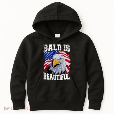 Bald Is Beautiful 4th Of July Independence Day Bald Eagle Kids Hoodie