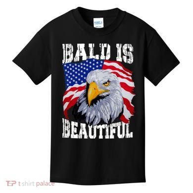 Bald Is Beautiful 4th Of July Independence Day Bald Eagle Kids T-Shirt