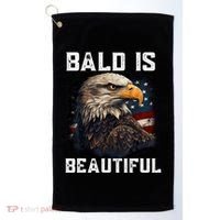 Bald Is Beautiful 4th Of July Independence Day Bald Eagle Golf Towel thumb 0