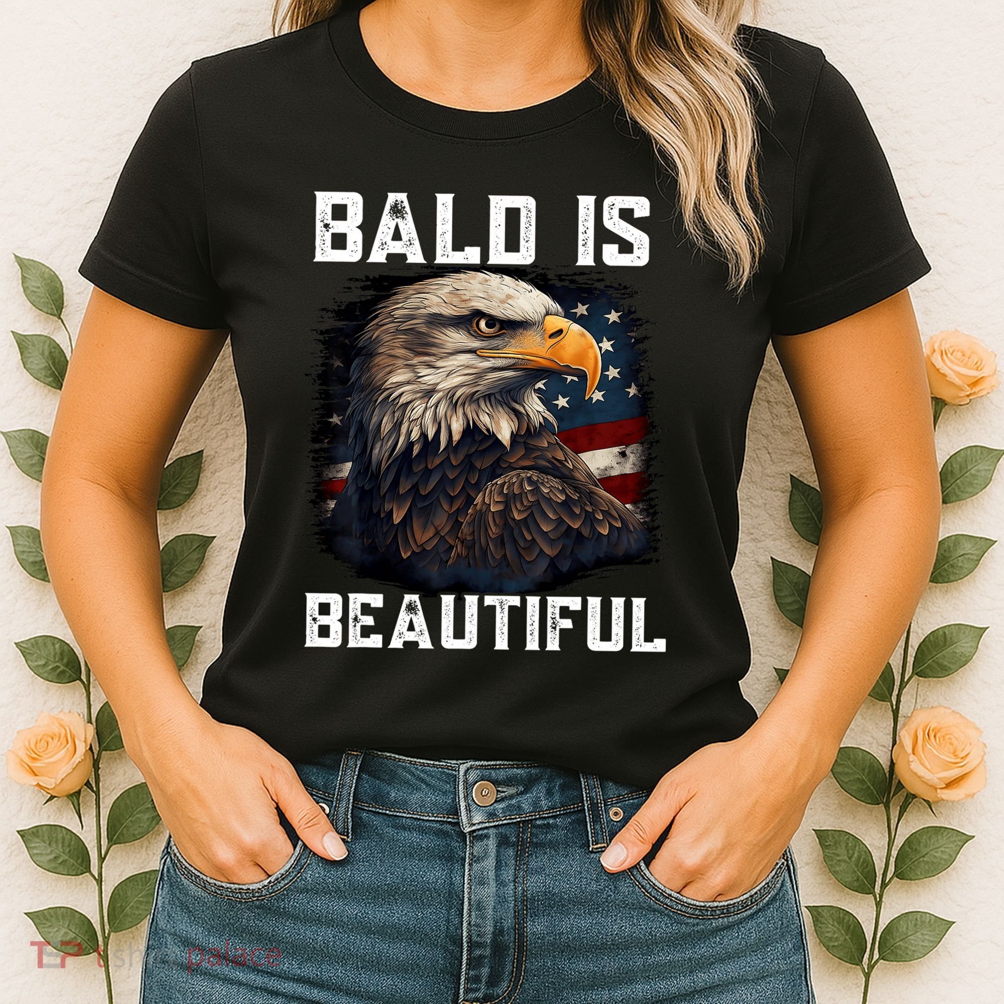 Bald Is Beautiful 4th Of July Independence Day Bald Eagle Women's T-Shirt