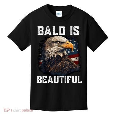 Bald Is Beautiful 4th Of July Independence Day Bald Eagle Kids T-Shirt