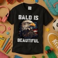 Bald Is Beautiful 4th Of July Independence Day Bald Eagle Kids T-Shirt thumb 3