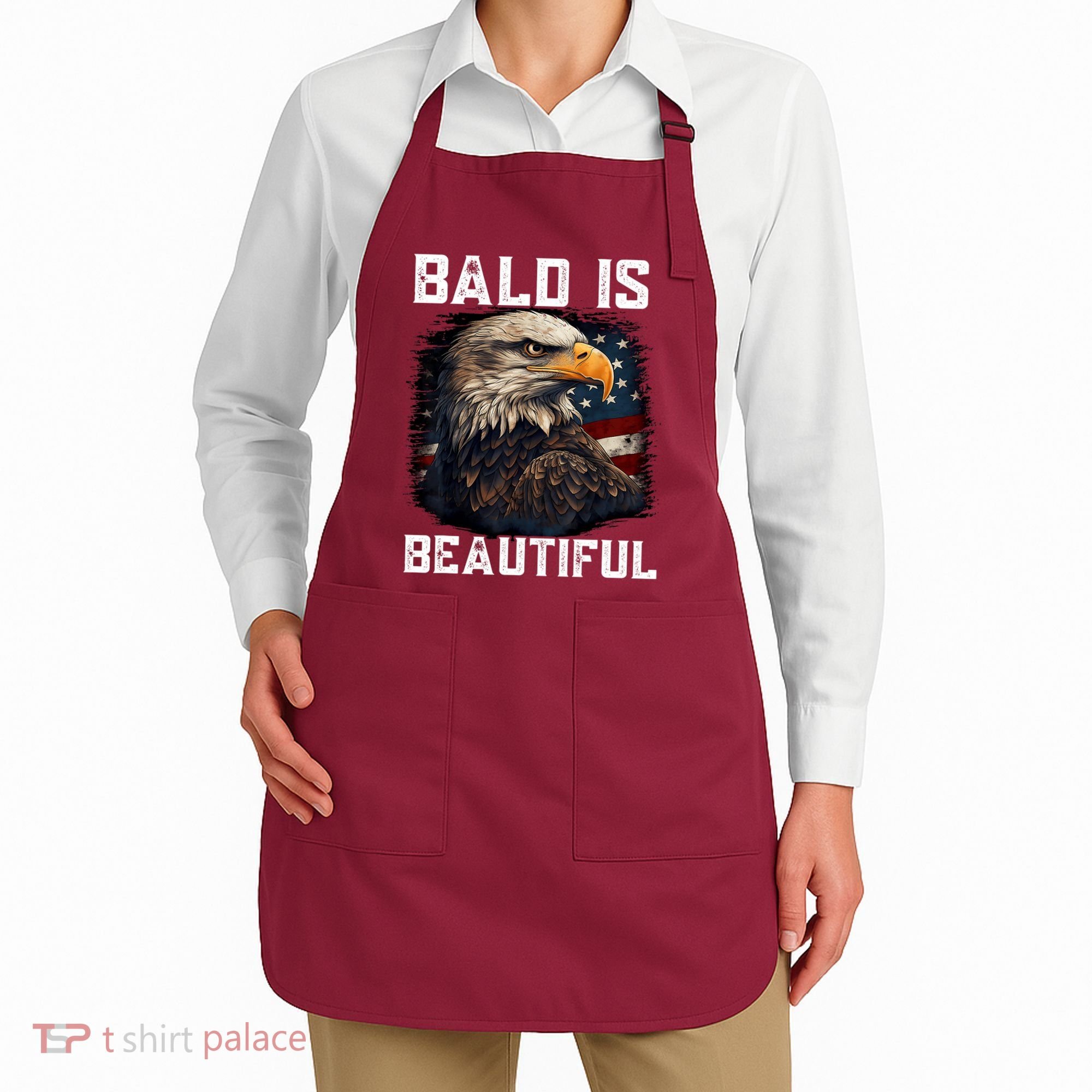 Bald Is Beautiful 4th Of July Independence Day Bald Eagle Apron