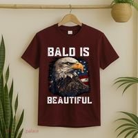 Bald Is Beautiful 4th Of July Independence Day Bald Eagle T-Shirt thumb 2