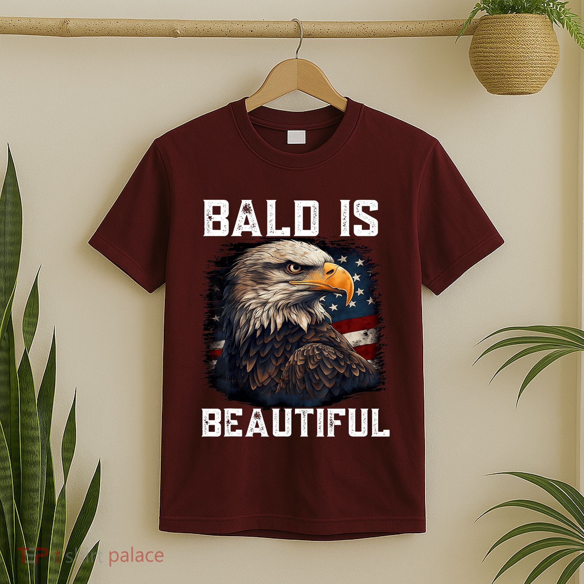 Bald Is Beautiful 4th Of July Independence Day Bald Eagle T-Shirt