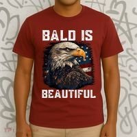 Bald Is Beautiful 4th Of July Independence Day Bald Eagle T-Shirt thumb 3