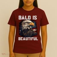 Bald Is Beautiful 4th Of July Independence Day Bald Eagle T-Shirt thumb 4