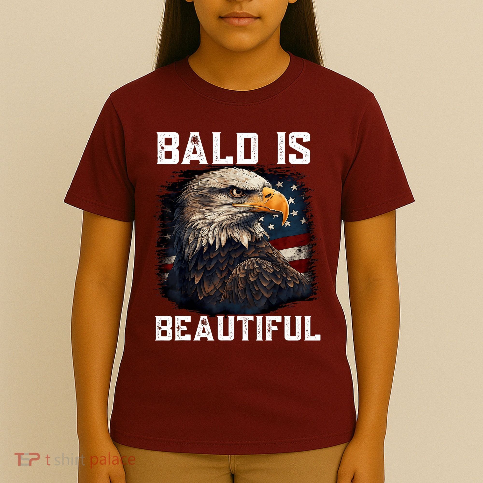 Bald Is Beautiful 4th Of July Independence Day Bald Eagle T-Shirt