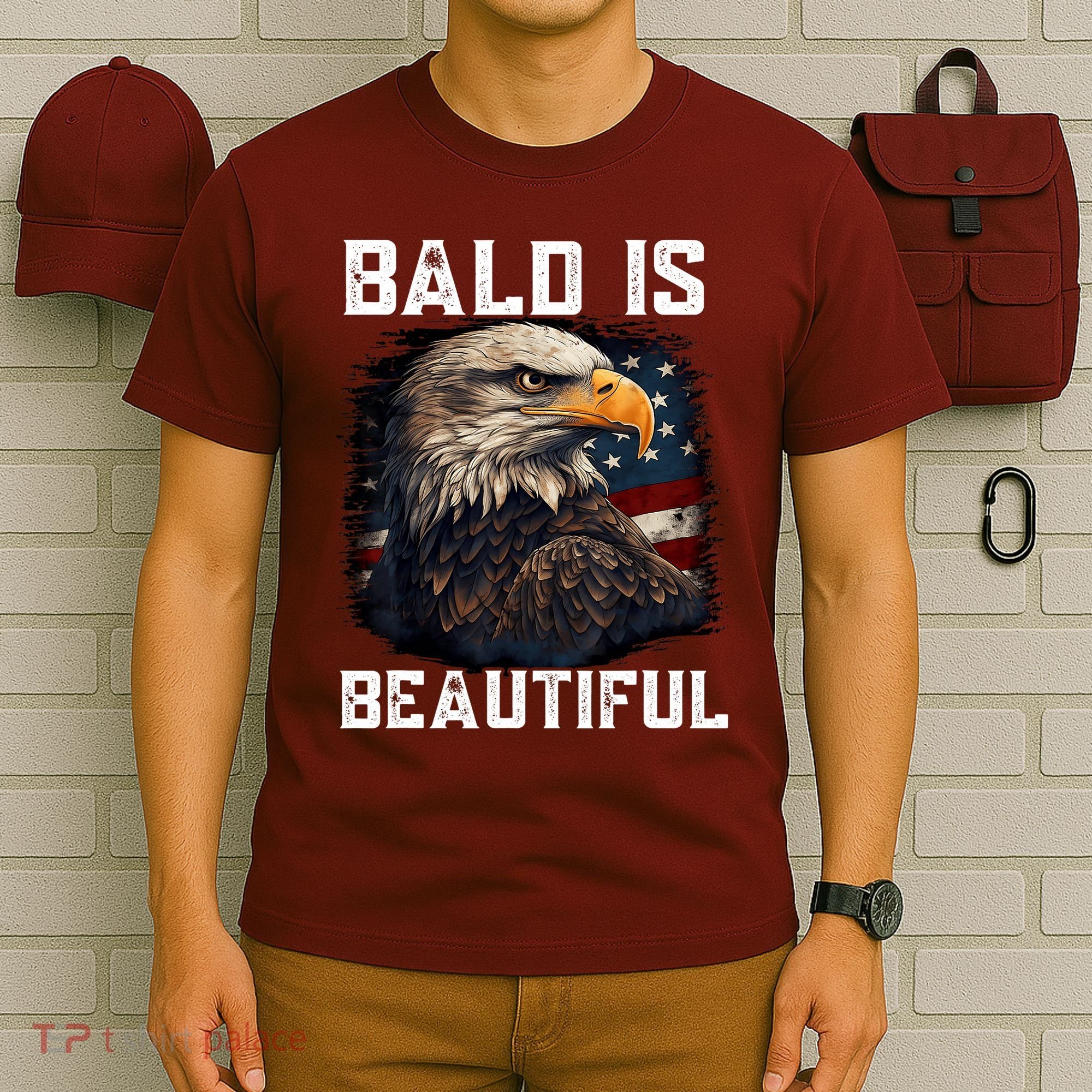 Bald Is Beautiful 4th Of July Independence Day Bald Eagle T-Shirt