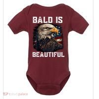 Bald Is Beautiful 4th Of July Independence Day Bald Eagle Baby Bodysuit thumb 0