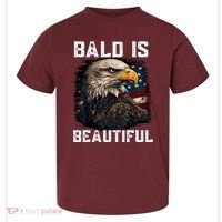 Bald Is Beautiful 4th Of July Independence Day Bald Eagle Toddler T-Shirt thumb 0