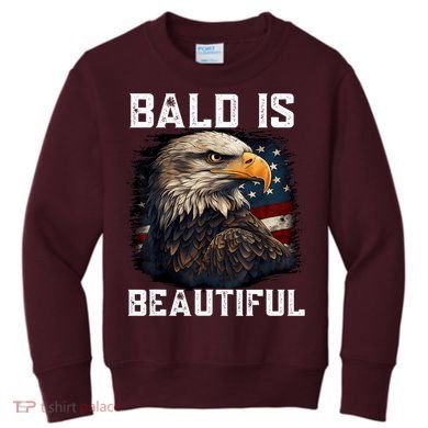 Bald Is Beautiful 4th Of July Independence Day Bald Eagle Kids Sweatshirt
