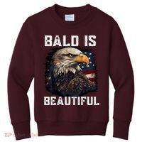 Bald Is Beautiful 4th Of July Independence Day Bald Eagle Kids Sweatshirt thumb 0