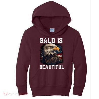 Bald Is Beautiful 4th Of July Independence Day Bald Eagle Kids Hoodie